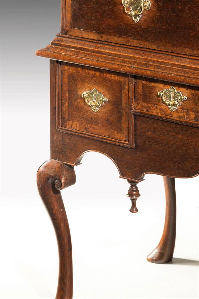A GEORGE II OAK AND BURR WALNUT BANDED CHEST ON STAND, MID 18TH CENTURY - Image 5 of 5