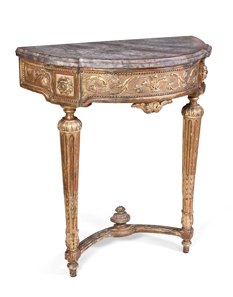 AN ITALIAN GILTWOOD AND SIMULATED MARBLE CONSOLE TABLE, LATE 18TH CENTURY - Image 2 of 3