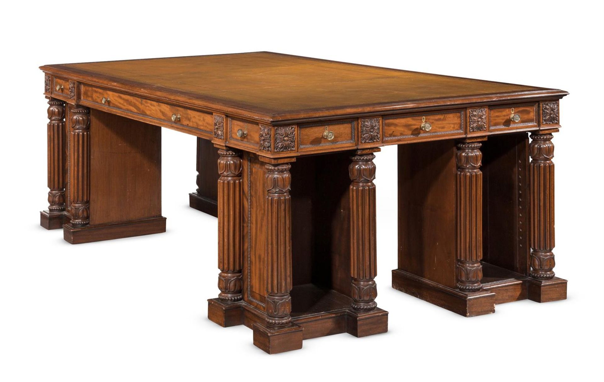 A MAHOGANY PEDESTAL DESK, CIRCA 1835 AND LATER