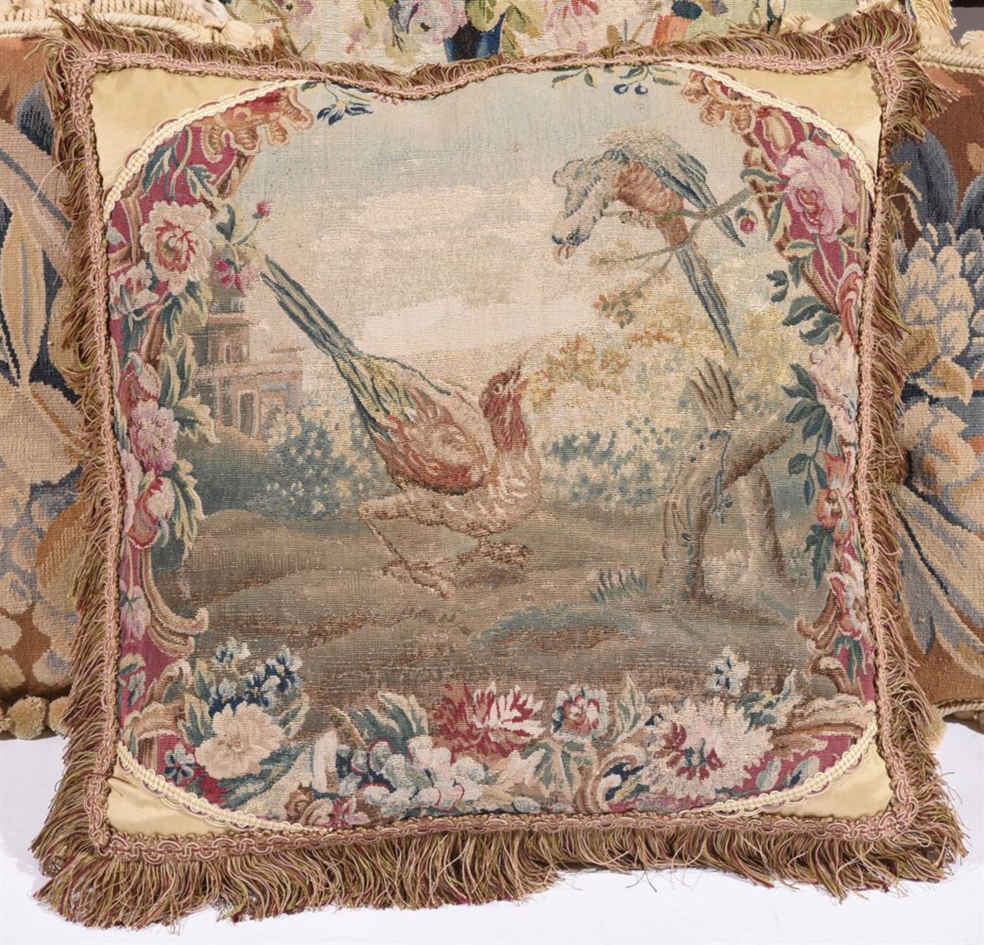 SIX LARGE CUSHIONS INCORPORATING 18TH CENTURY TAPESTRY - Image 2 of 4