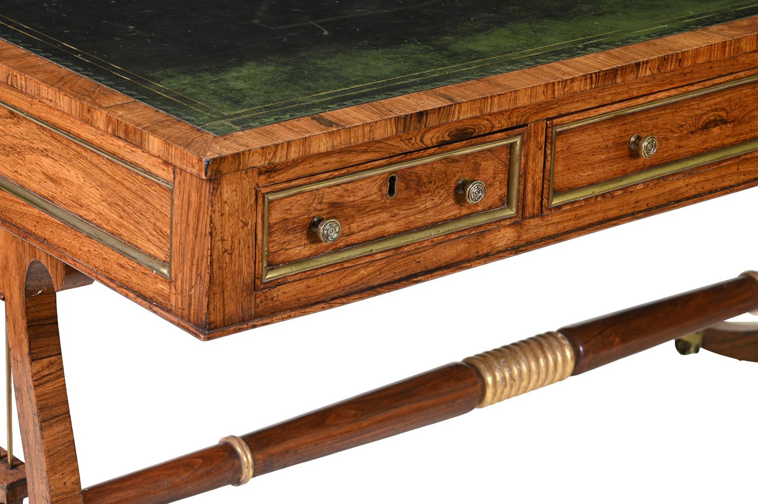 Y A REGENCY BRASS MOUNTED ROSEWOOD LIBRARY TABLE, EARLY 19TH CENTURY - Image 2 of 2