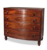 A REGENCY MAHOGANY BOWFRONT CHEST OF DRAWERS ATTRIBUTED TO GILLOWS, CIRCA 1820