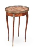 Y A FRENCH GILT METAL MOUNTED ROSEWOOD SMALL CENTRE TABLE OR TABLE AMBULANTE, 19TH CENTURY