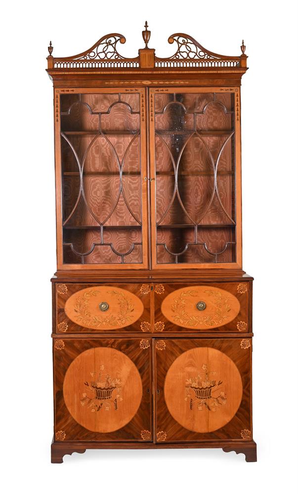 Y A GEORGE III MAHOGANY AND SATINWOOD BOOKCASE CIRCA 1800