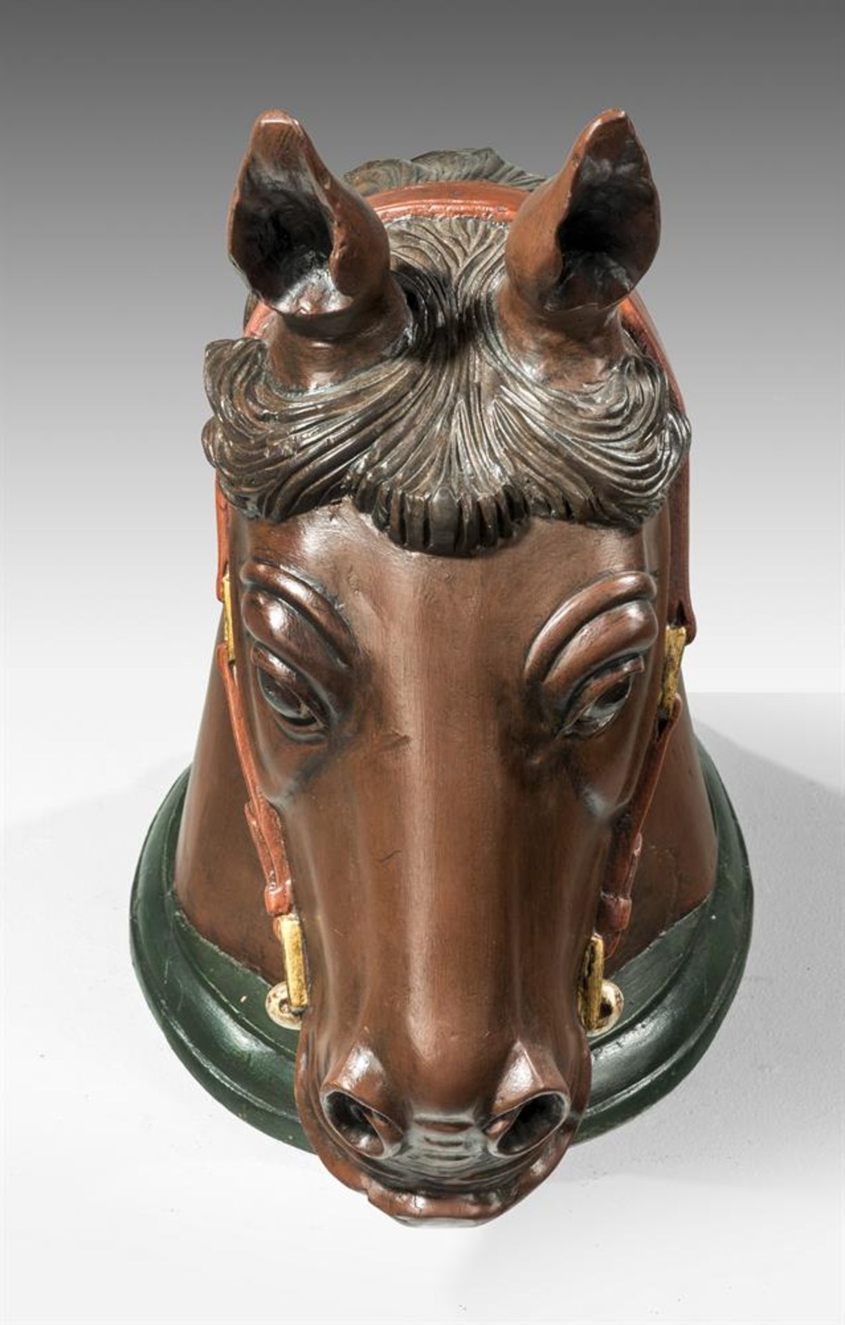 A CARVED AND PAINTED HORSE'S HEAD20TH CENTURY - Image 3 of 4