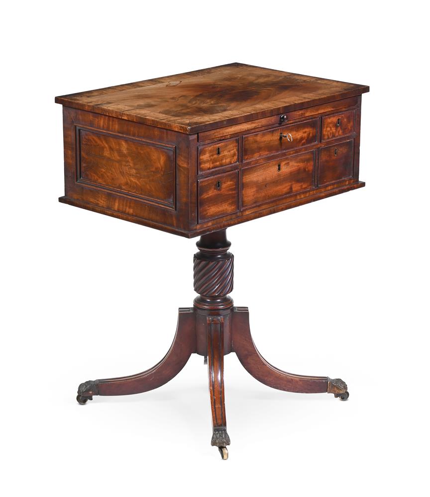 Y A REGENCY MAHOGANY PEDESTAL WORK TABLE, EARLY 19TH CENTURY