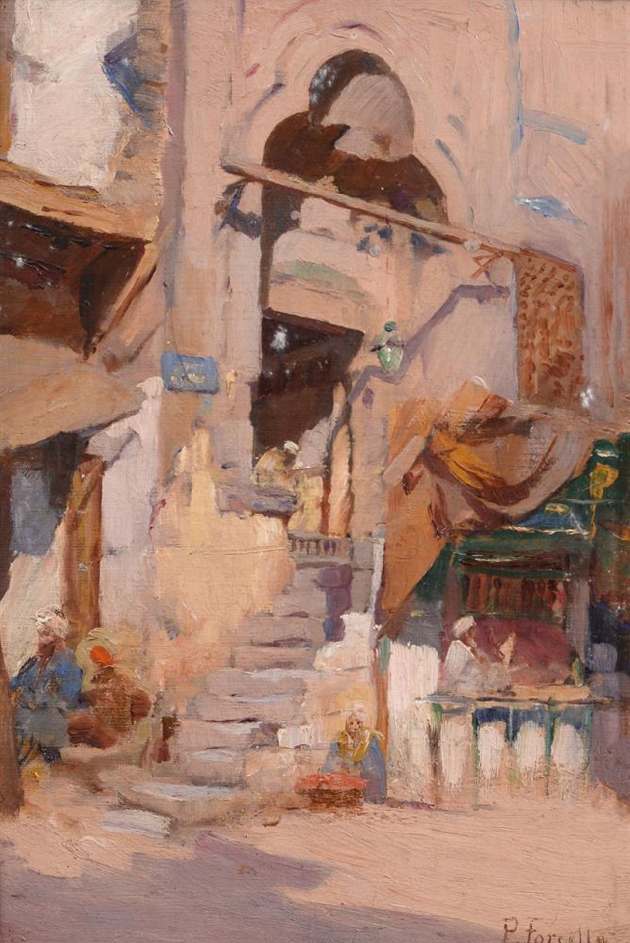 PAOLO FORCELLA (ITALIAN B. 1868), A SUNLIT BAZAAR - Image 2 of 3