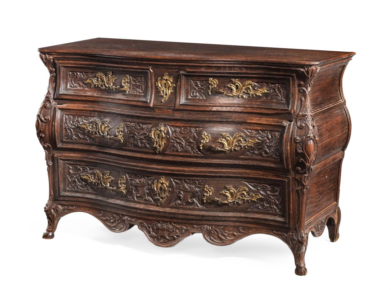 A LOUIS XV OAK BOMBE COMMODE, THIRD QUARTER 18TH CENTURY - Image 3 of 5