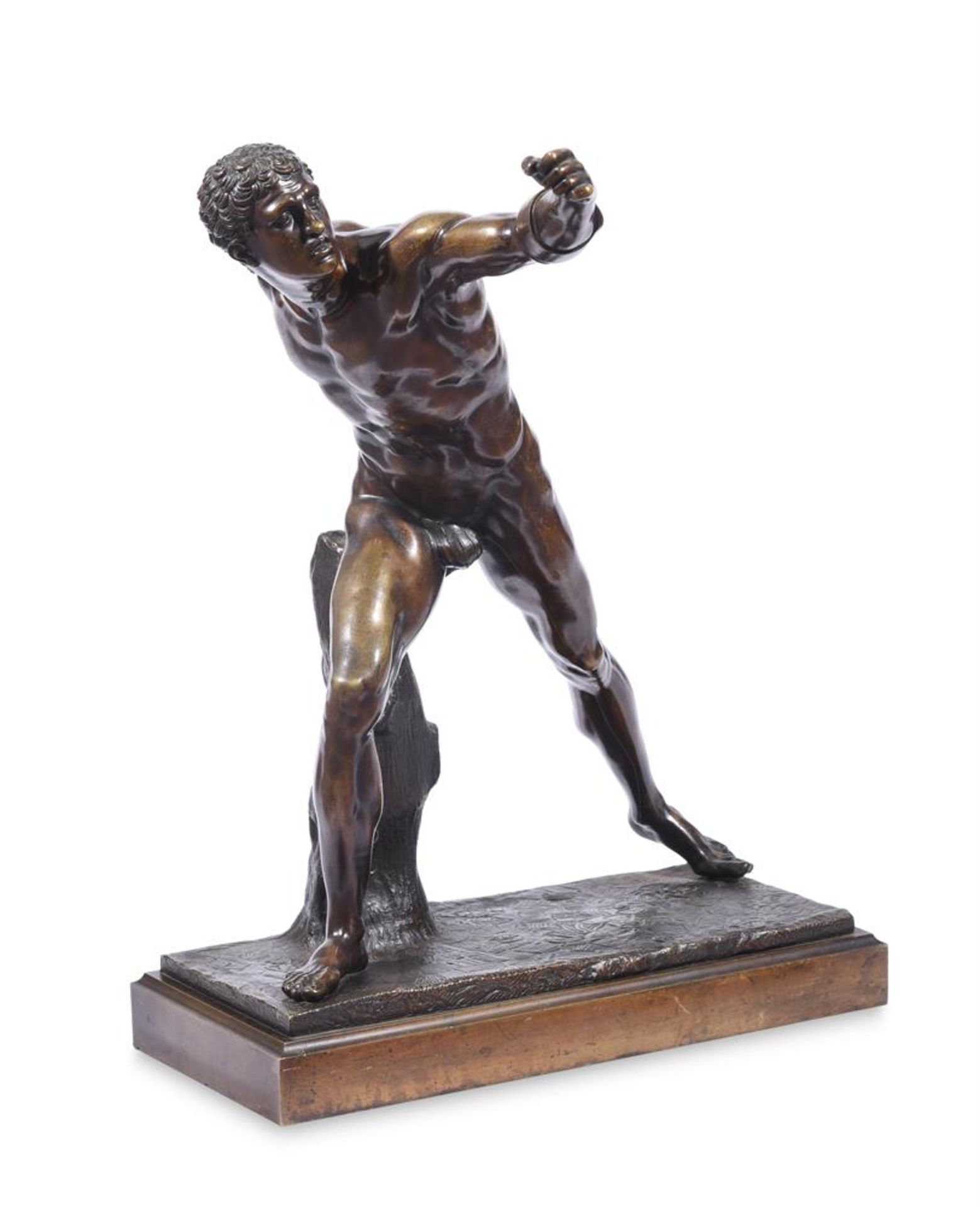 A BRONZE FIGURE OF THE BORGHESE GLADIATOR AFTER AGASIAS OF EPHESUS, 19TH CENTURY