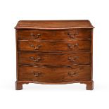 A GEORGE III MAHOGANY AND CROSSBANDED SERPENTINE FRONTED CHEST OF DRAWERS CIRCA 1780