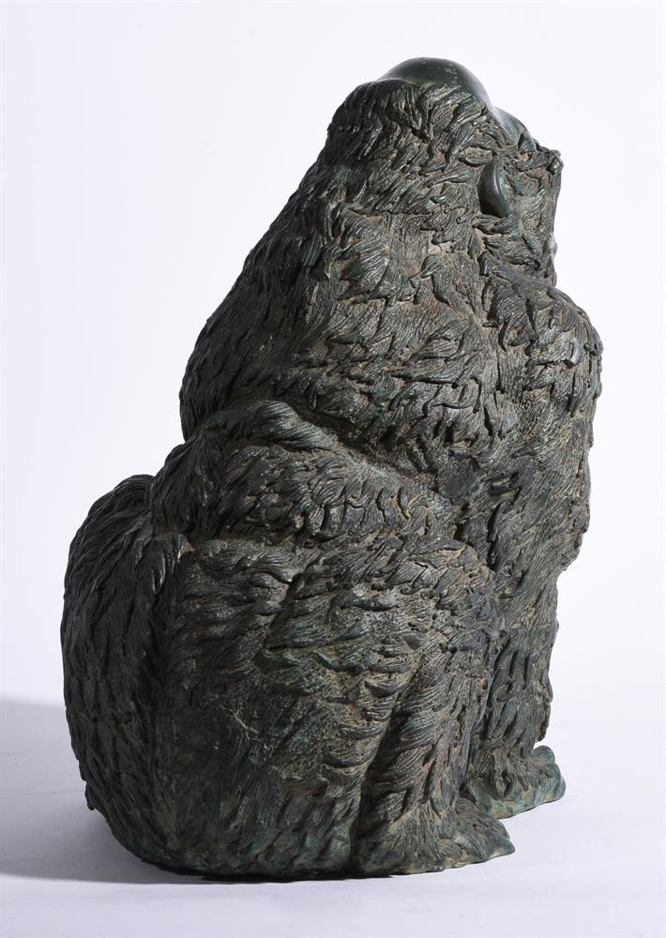 A VERDIGRIS BRONZE MODEL OF A SEATED GORILLA 20TH CENTURY - Image 3 of 3