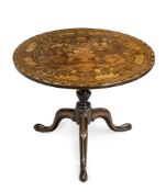 A GEORGE III MAHOGANY AND MARQUETRY TRIPOD TABLETHE TABLE, 18TH CENTURY