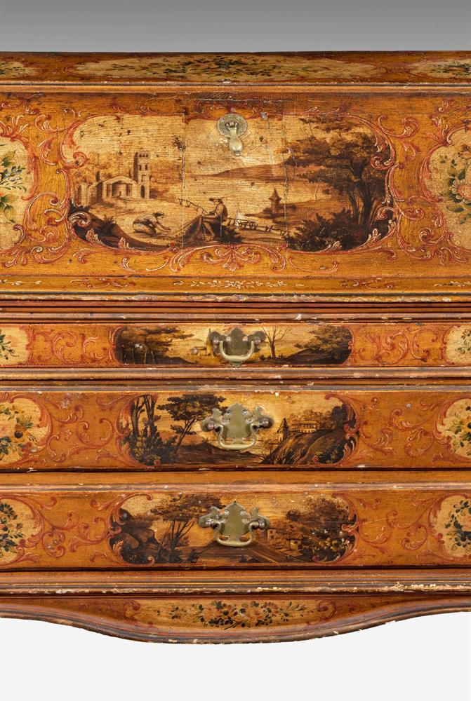 A NORTH ITALIAN POLYCHROME-DECORATED BUREAU, LATE 18TH CENTURY - Image 6 of 9