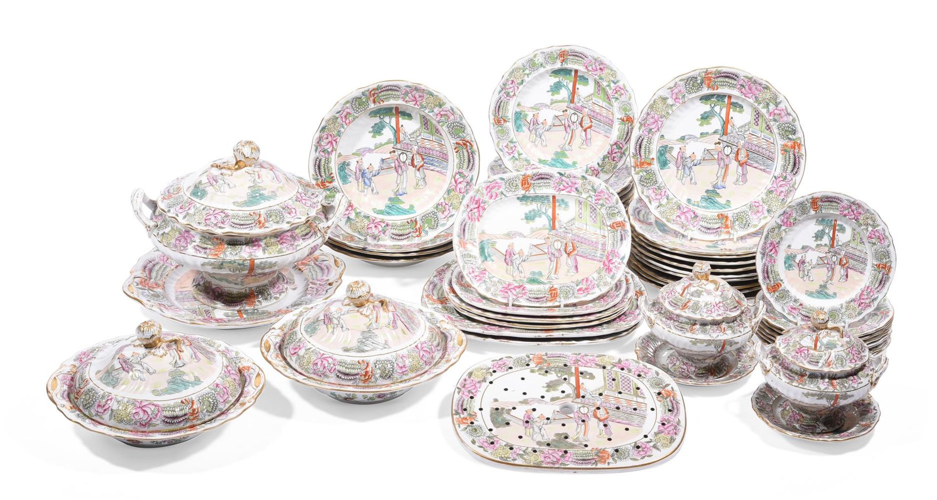 AN ENGLISH PORCELAIN PART DINNER SERVICE