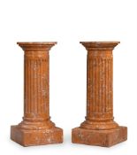 A PAIR OF SIMULATED MARBLE PEDESTAL COLUMNS IN NEO-CLASSICAL STYLE, 20TH CENTURY