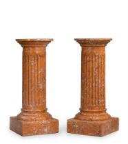 A PAIR OF SIMULATED MARBLE PEDESTAL COLUMNS IN NEO-CLASSICAL STYLE, 20TH CENTURY