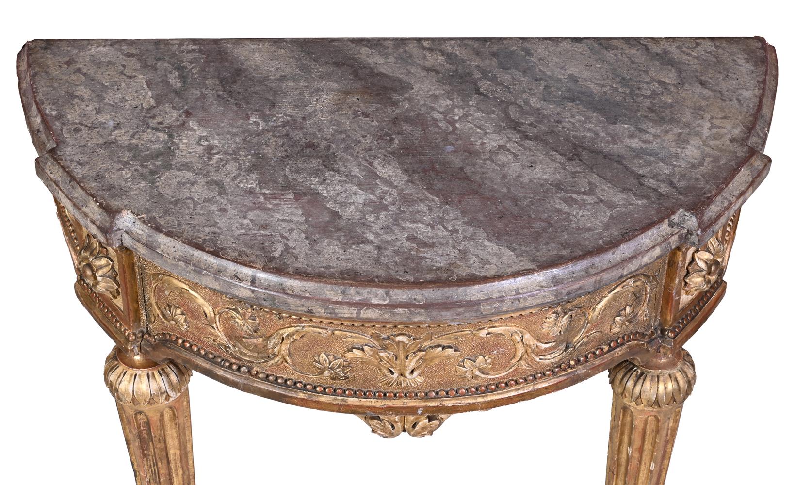 AN ITALIAN GILTWOOD AND SIMULATED MARBLE CONSOLE TABLE, LATE 18TH CENTURY - Image 3 of 3