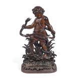 TWO CAST IRON STICK STANDS DEPICTING HERCULES WRESTLING A SERPENT LATE 19TH CENTURY