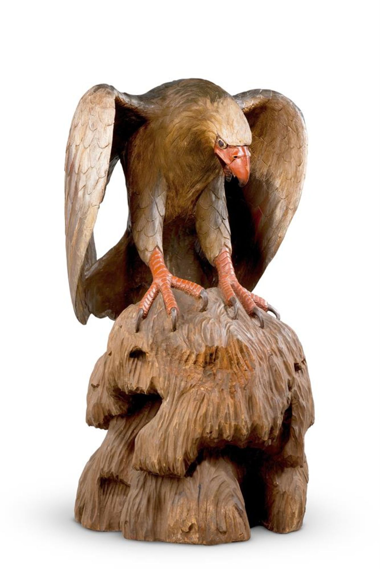 A JAPANESE CARVED WOOD AND PAINTED MODEL OF AN EAGLE, LATE 19TH/EARLY 20TH CENTURY - Image 2 of 5