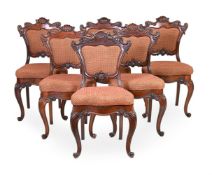 Y A SET OF SIX EARLY VICTORIAN ROSEWOOD DINING CHAIRS, MID 19TH CENTURY, BY W. TURNER