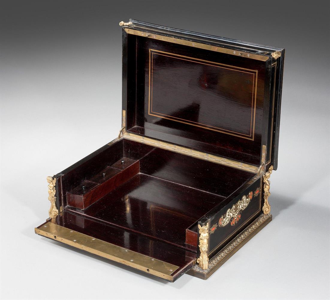Y A FRENCH SECOND EMPIRE ROSEWOOD EBONISED AND GILT METAL MONTED WRITING BOX, MID 19TH CENTURY - Image 3 of 6