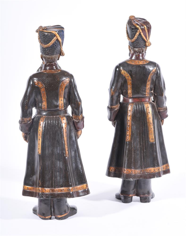 A PAIR OF RUSSIAN BRONZED AND GILT METAL MODELS OF COSSACK SOLDIERS - Image 3 of 3