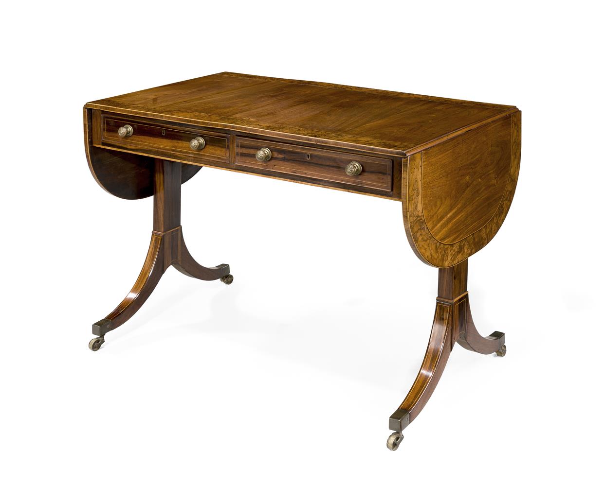 Y AN UNUSUAL REGENCY PADOUK AND BURR YEW CROSSBANDED SOFA TABLE, CIRCA 1815 - Image 2 of 3