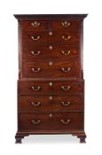 A GEORGE II MAHOGANY CHEST ON CHEST, MID 18TH CENTURY