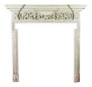 A VICTORIAN PAINTED PINE FIRE SURROUND, MID 19TH CENTURY