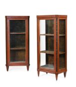 Y A PAIR OF DUTCH SATINWOOD, BLACK AND GILT JAPANNED, AMARANTH AND ROSEWOOD DISPLAY CABINETS