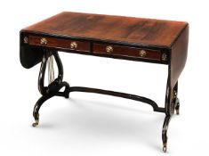 Y A REGENCY ROSEWOOD AND EBONISED SOFA TABLE, CIRCA 1820