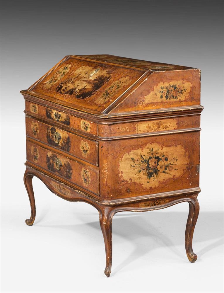 A NORTH ITALIAN POLYCHROME-DECORATED BUREAU, LATE 18TH CENTURY - Image 5 of 9