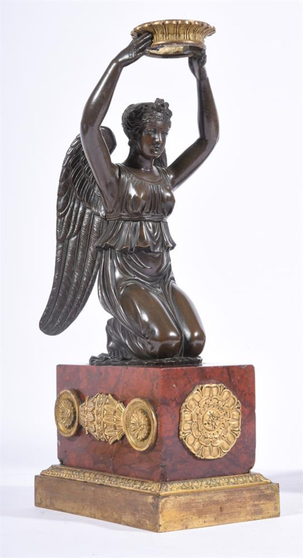 A PAIR OF FRENCH BRONZE FIGURAL MANTLE GARNITURE, EARLY 19TH CENTURY - Image 2 of 4