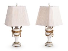 PAIR OF ALABASTER LAMP BASES IN THE FRENCH NEO-CLASSICAL STYLE