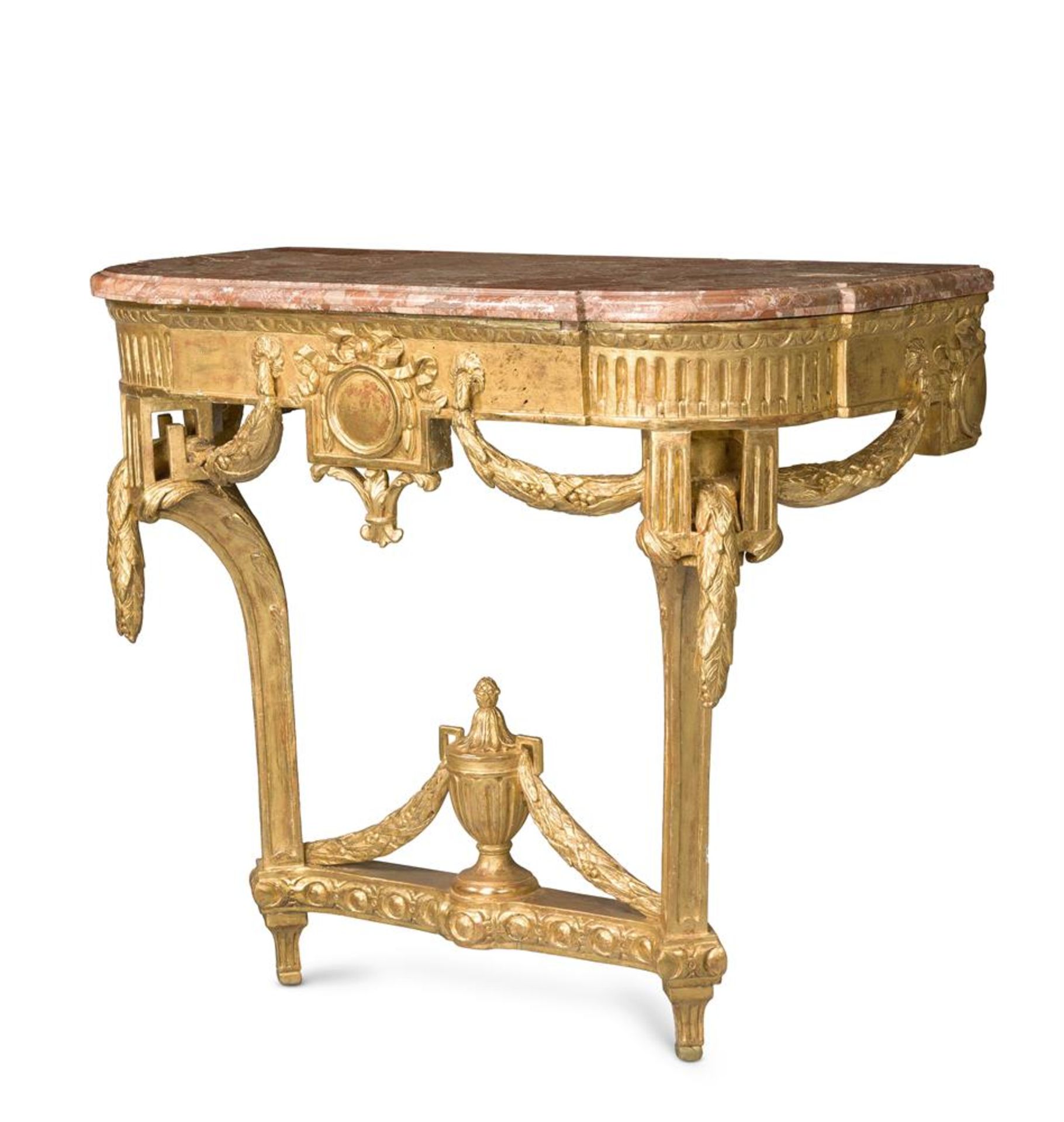 A LOUIS XVI GILTWOOD CONSOLE TABLE, LATE 18TH CENTURY