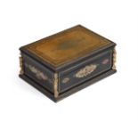 Y A FRENCH SECOND EMPIRE ROSEWOOD EBONISED AND GILT METAL MONTED WRITING BOX, MID 19TH CENTURY