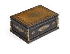 Y A FRENCH SECOND EMPIRE ROSEWOOD EBONISED AND GILT METAL MONTED WRITING BOX, MID 19TH CENTURY