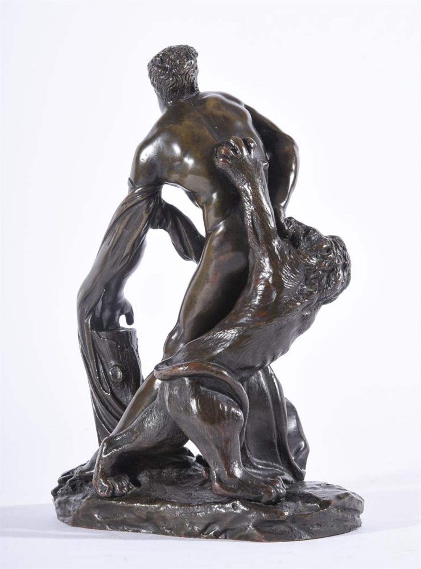 AFTER PIERRE PUGET, A BRONZE FIGURE OF MILO OF CROTON DEVOURED BY LION, LATE 19TH CENTURY - Image 4 of 4