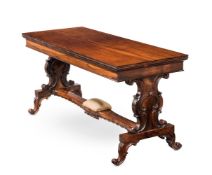 Y AN EARLY VICTORIAN ROSEWOOD LIBRARY TABLE, CIRCA 1850