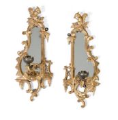 A PAIR OF CARVED GILTWOOD GIRANDOLE MIRRORS, LATE 18TH/ EARLY 19TH CENTURY AND LATER