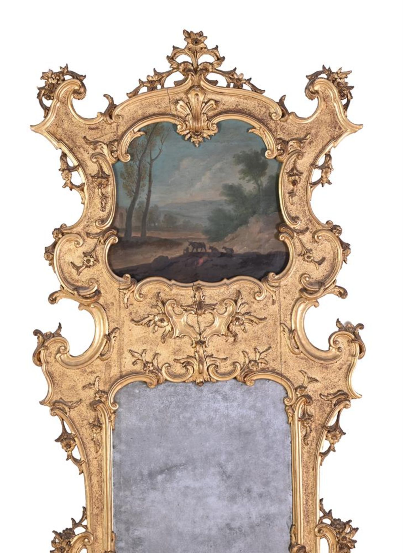 A PAIR OF ITALIAN CARVED GILTWOOD TRUMEAU MIRRORS, 19TH CENTURY - Image 5 of 7