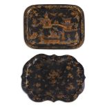 Y TWO VICTORIAN TOLEWARE TRAYS, SECOND QUARTER 19TH CENTURY