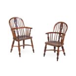 TWO SIMILAR VICTORIAN CHILD'S WINDSOR ARMCHAIRS, MID 19TH CENTURY