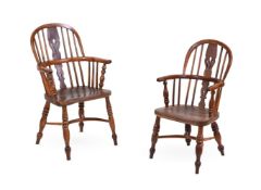 TWO SIMILAR VICTORIAN CHILD'S WINDSOR ARMCHAIRS, MID 19TH CENTURY