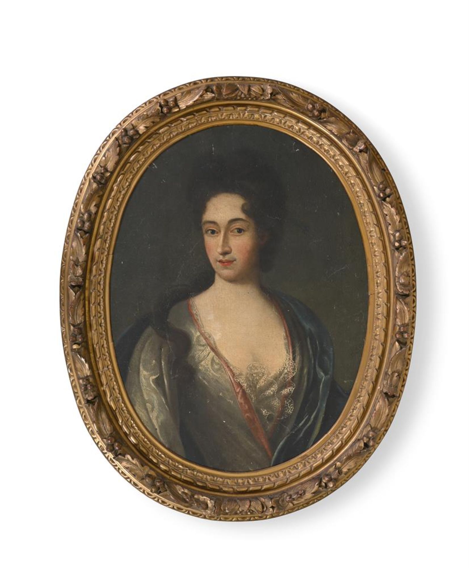 ENGLISH SCHOOL (EARLY 18TH CENTURY), PORTRAIT OF A LADY, BUST LENGTH IN A BLUE DRESS