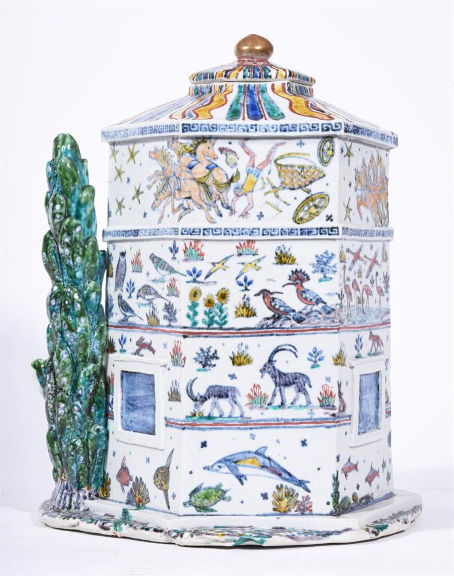 A POTTERY ARCHITECTURAL JAR AND COVER, 20TH CENTURY - Image 3 of 4