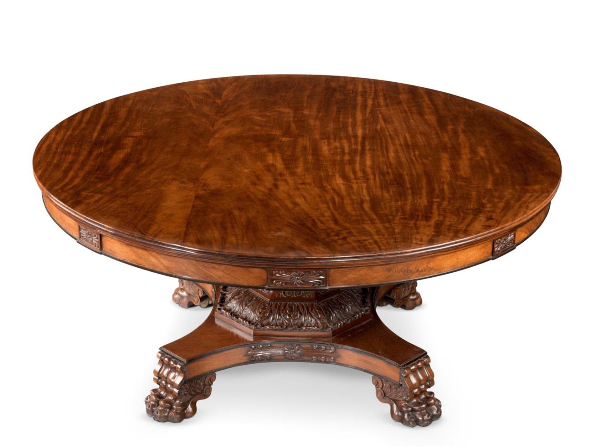 A MAHOGANY AND EBONISED CENTRE TABLE, MID 19TH CENTURY