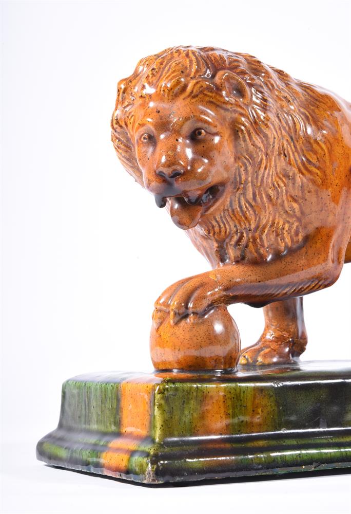 A CONTINENTAL GLAZED STONEWARE MODEL OF A MEDICI LION, LATE 19TH CENTURY - Image 2 of 2