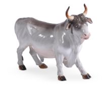 A FRENCH PORCELAIN MODEL OF A BULL, LATE 19TH CENTURY