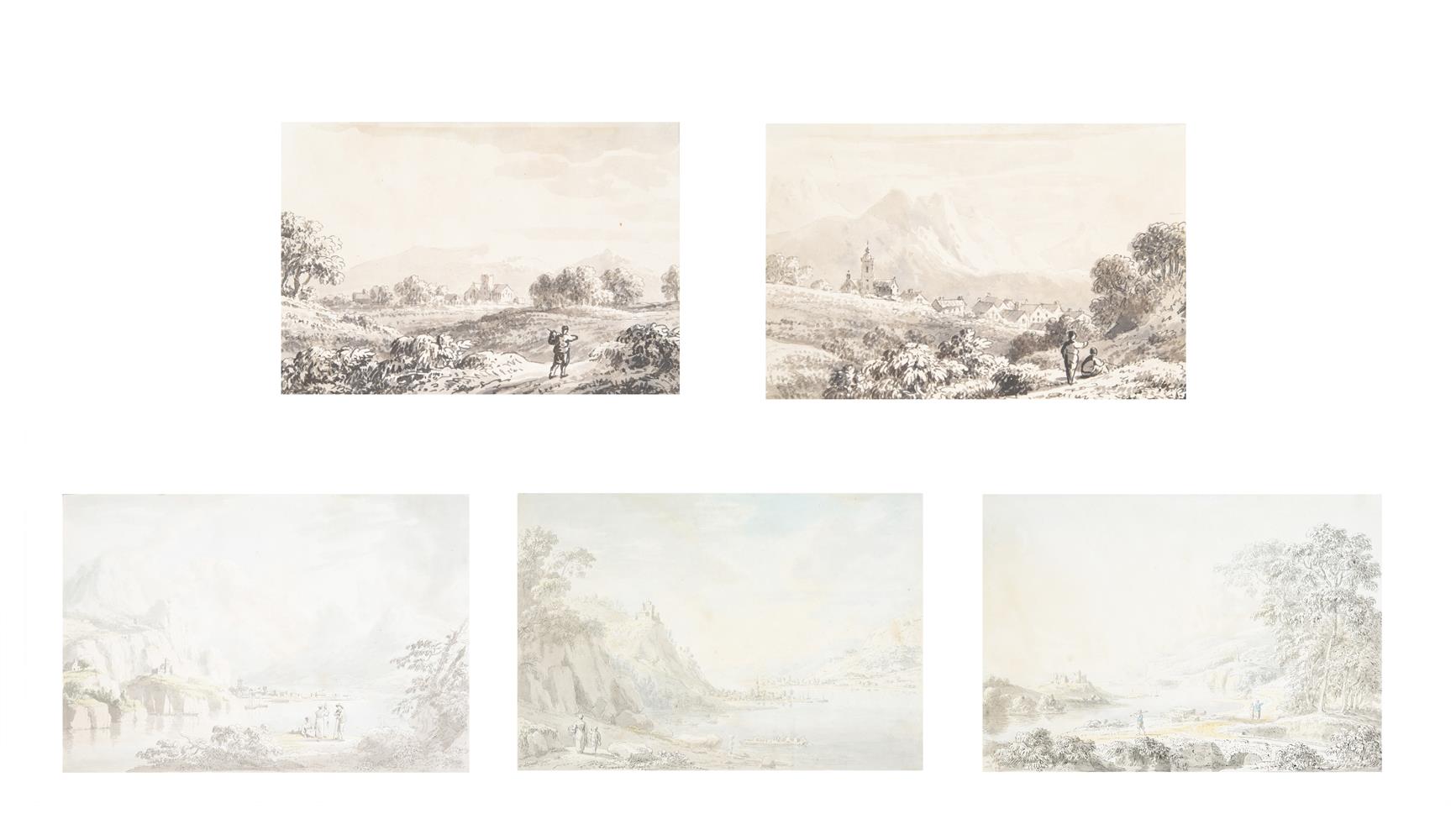 ANTHONY DEVIS (BRITISH 1729-1817), A GROUP OF FIVE MOUNTAINOUS LANDSCAPES WITH TOWNS AND CASTLES - Image 7 of 12